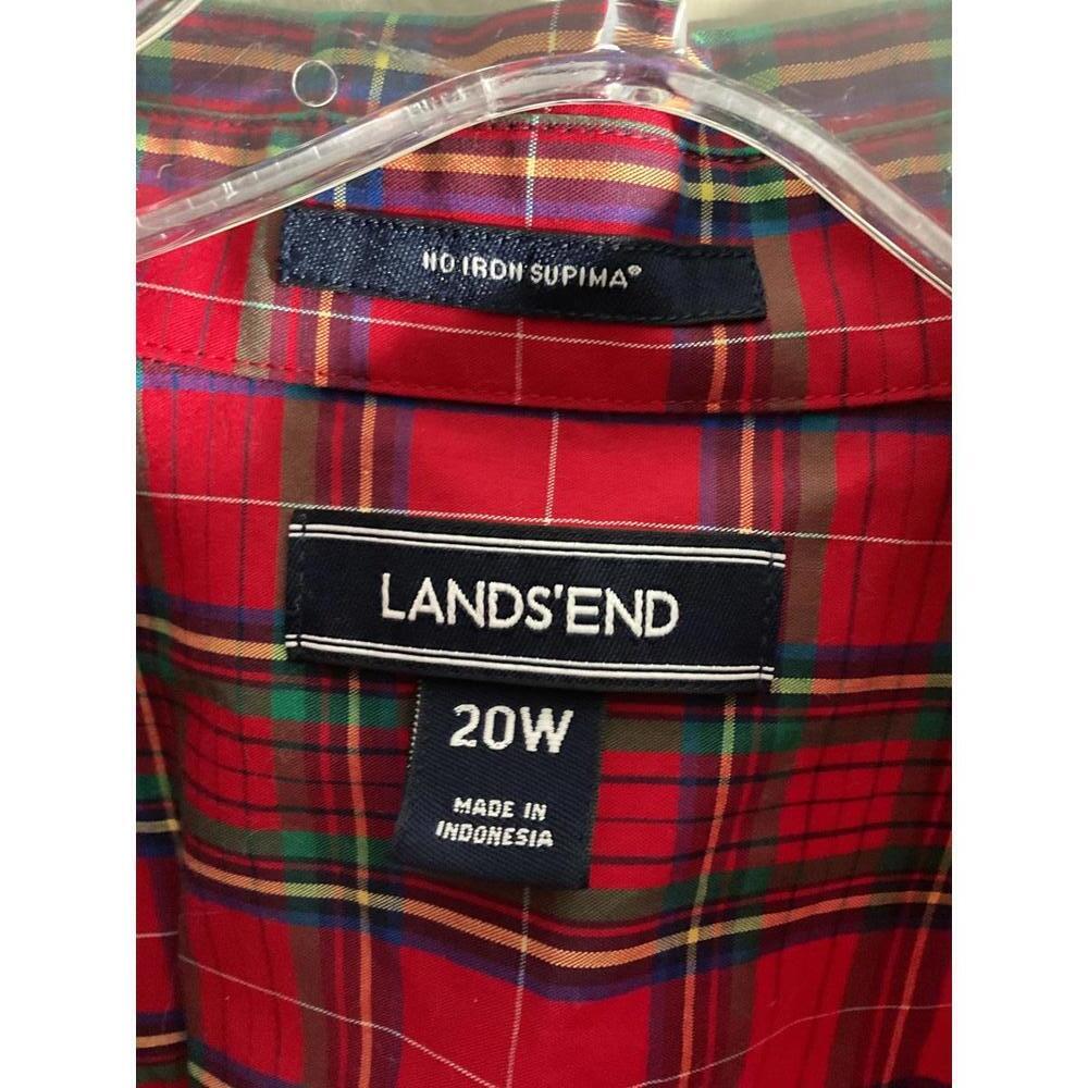 Lands' End Red Plaid No Iron Supima 1/4 button Tunic 20 Womans Pullover - Picture 7 of 9